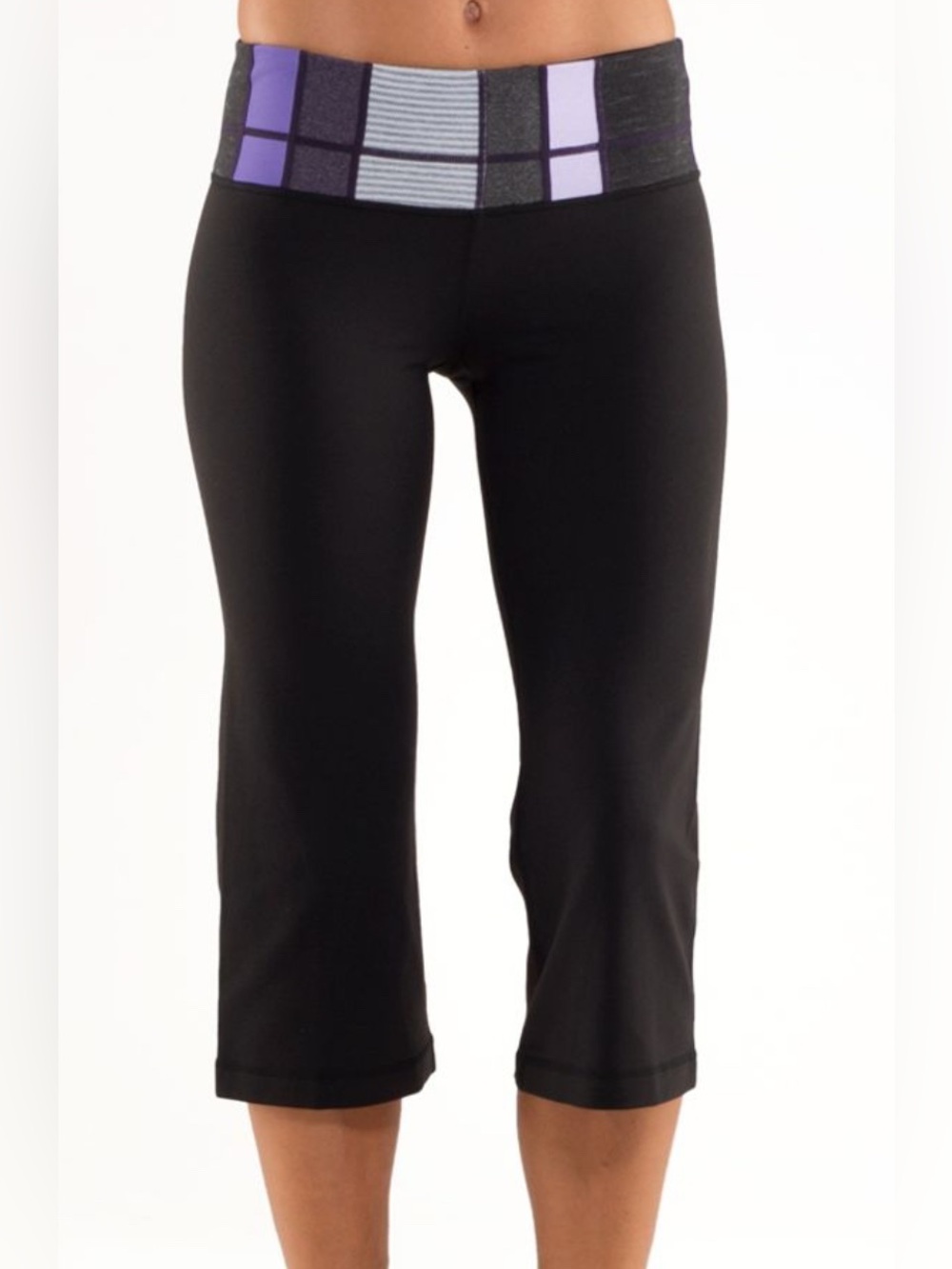 2000s Lululemon Groove Crop Colorful Waistband Reversible Capris Sports